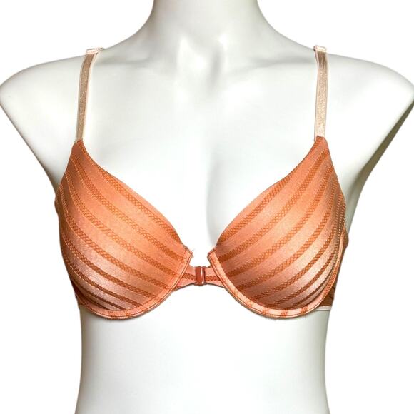 Victoria's Secret Uplift Semi Demi Front Close Strappy Orange Underwire Bra 36B - Picture 1 of 5